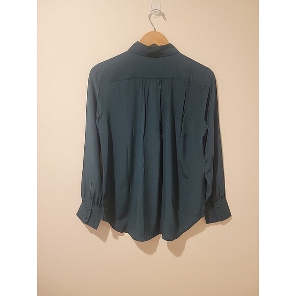 NWT J. Crew Button Up Shirt Long Sleeve 100% Silk Blouse Forest Green Size 6 - Picture 3 of 9